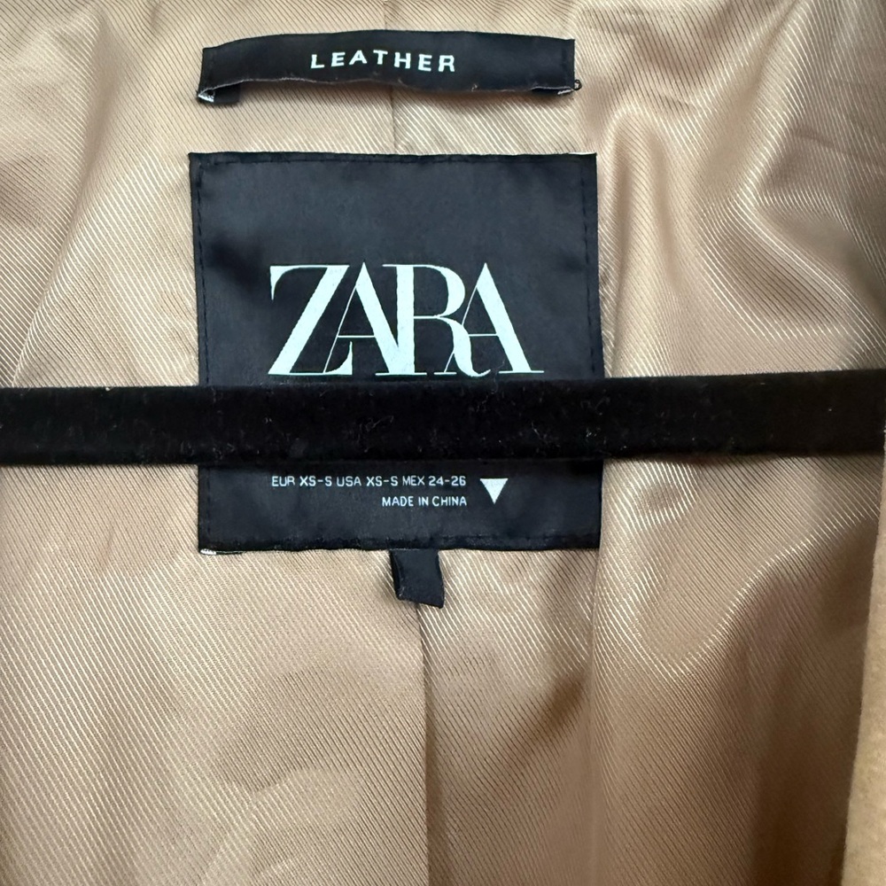 Zara Beige Leather Jacket - Picture 4 of 6
